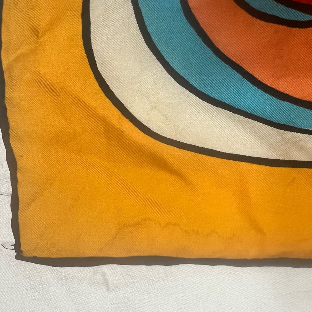 Peter Max Scarf Vintage 1970s Butterfly Psychedelic Vivid Color Gold Silk? - Picture 13 of 15
